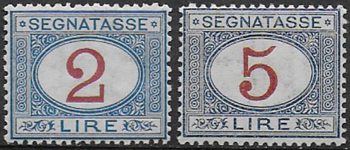 1903 Italia segnatasse Lire 2 + 5 bc  MNH Sassone n. 29/30
