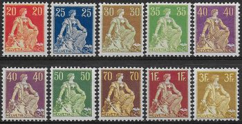 1908 Svizzera Hevetia seduta 10v. MNH Unificato n. 119/27