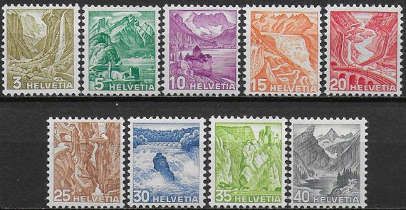 1936 Svizzera Vedute 9v. MNH Unificato n. 289A/97A