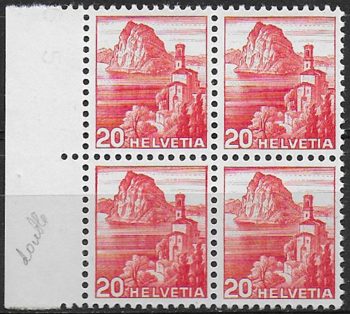 1938 Svizzera Castagnola 20c. variety MNH Unificato n. 312+312b
