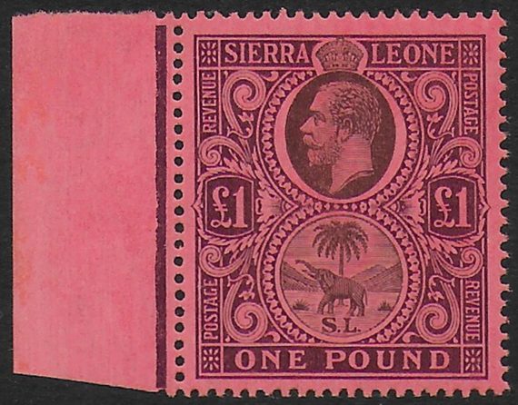 1912 Sierra Leone 1£ black and purple-red MNH SG n. 128