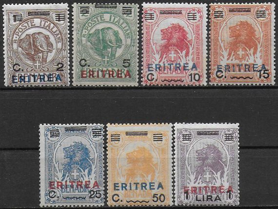 1924 Eritrea elefante e leone 7v. mc MNH Sassone n. 80/86