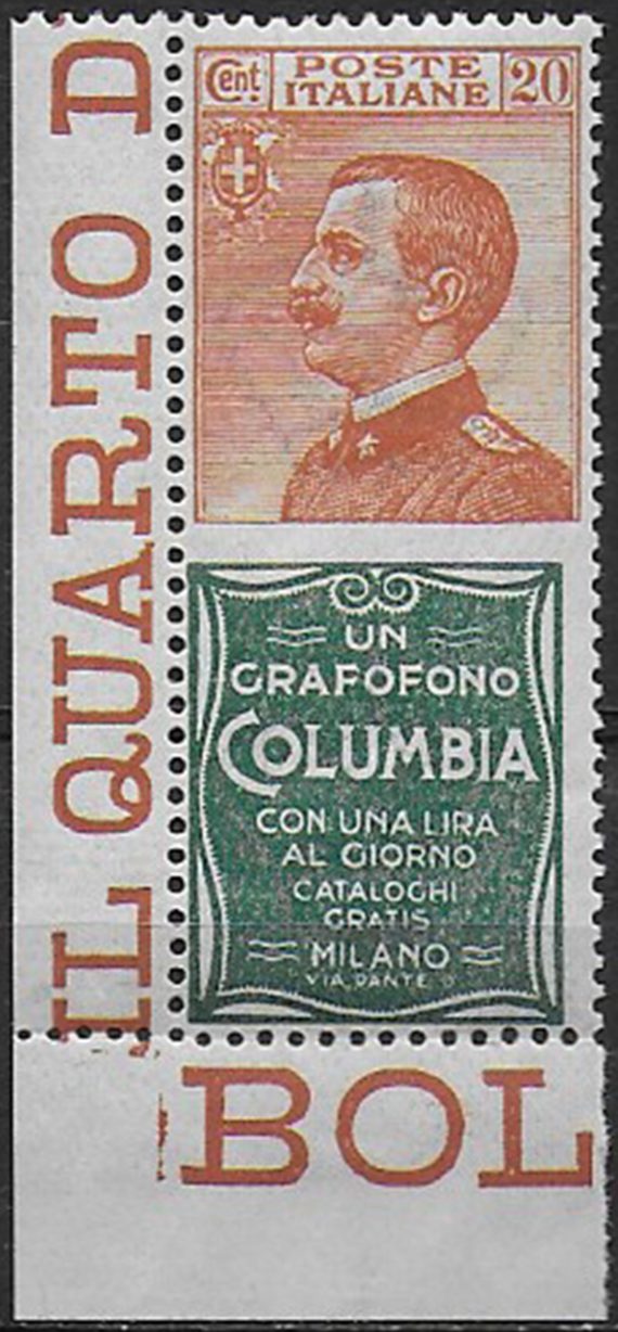 1925 Italia Pubblicitari 20c. Columbia abc MNH Sassone n. 20