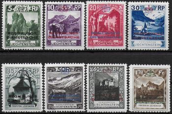 1932 Liechtenstein servizio 8v. MNH Unificato n. 1/8