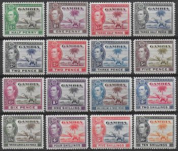 1938-46 Gambia Giorgio VI 16v. MNH SG n. 150/61