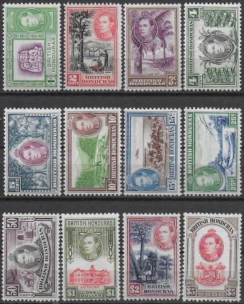 1938-47 British Honduras Giorgio VI 12v. MNH SG n. 150/61
