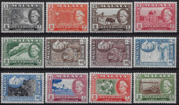 1957-61 Selangor Hisamud-din Alum Shah 12v. MNH SG n. 116/27