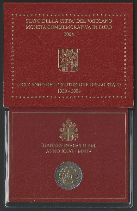 2004 Vaticano € 2,00 Istituzione dello Stato FDC - BU in folder