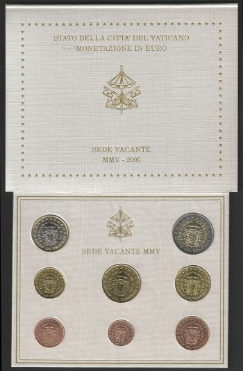 2005 Vaticano Sede Vacante divisionale 8 monete FDC - BU
