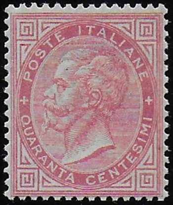 1863-65 Italia VE II 40c. rosa carminio Londra MNH Sassone n. L20