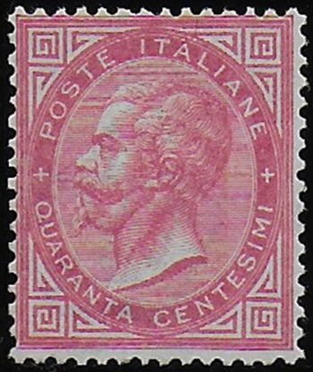 1863-65 Italia VE II 40c. rosa carminio Torino MNH Sassone n. T20