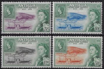 1962 Antigua Postage Stamp Centenary 4v. MNH SG n. 142/45