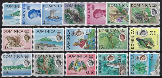 1963-65 Dominica Elisabetta II 17v. MNH SG n. 162/78