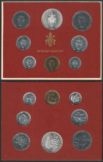 1976 Vaticano divisionale Paolo VI 8 monete FDC - BU