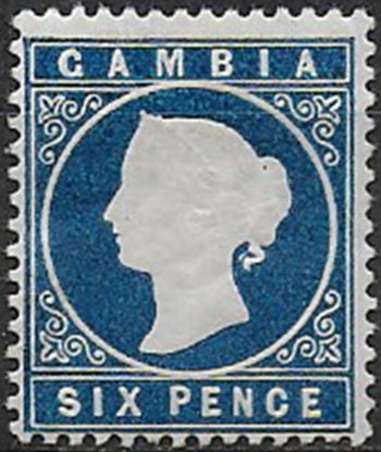 1880-81 Gambia Queen Victoria 6d. Wmk inverted MLH SG n. 18Bw