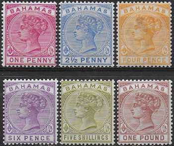 1884-90 Bahamas Vittoria 6v. MNH SG n. 47/57