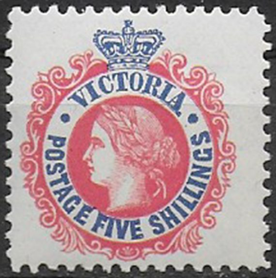 1907 Australia Victoria 5s. rose-red ultramarine MH SG. n. 443