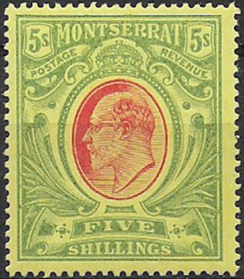1909 Montserrat Edward VII 5s. 1v. MNH SG. n. 47