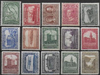 1928-29 Newfoundland publicity issue 15v. MNH SG. n. 164/78