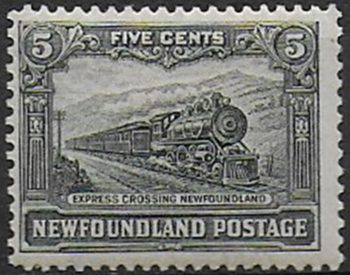 1928 Newfoundland Express Train 5c. p. 14x13½ MNH SG. n. 168a