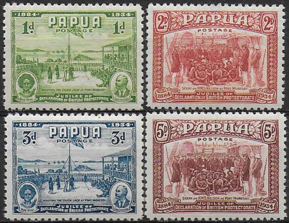 1934 Papua Protectorate Jubilee 4v. MNH SG n. 146/49