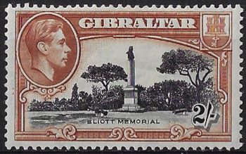 1938 Gibraltar Giorgio VI 2s. p. 13½ MNH SG. n. 128a