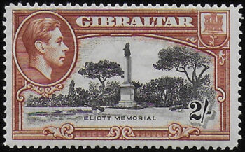 1938 Gibraltar Giorgio VI 2s. p. 14 MNH SG n. 128