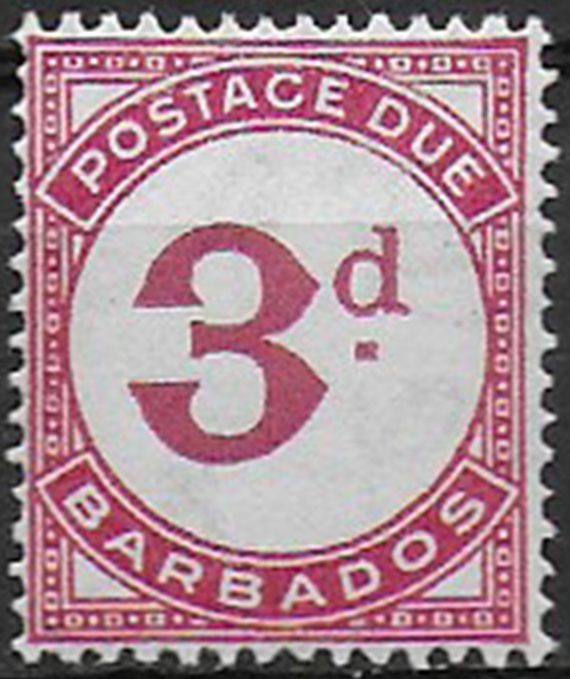 1947 Barbados Seal piostage due 3d. carmine MNH SG n. D3