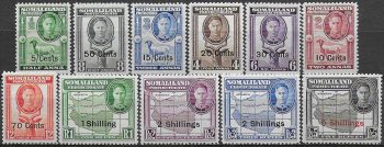 1951 Somaliland Protectorate new Currency 11v. MNH SG n. 125/35