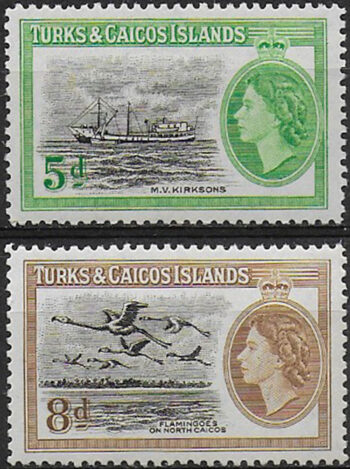 1955 Turks & Caicos Elisabetta II 2v. MNH SG n. 235/36