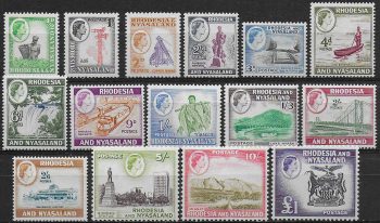 1959-62 Rhodesia and Nyasaland 15v. MNH SG n. 18/31