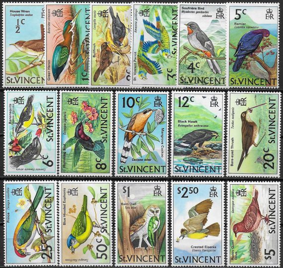 1970 St Vincent uccelli-birds 16v. MNH SG n. 285/300