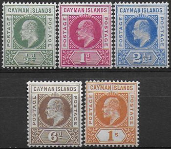 1902-03 Cayman Islands Edoardo VII 5v. MNH SG n. 3/7