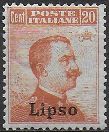 1917 Egeo Lipso 20c. arancio MNH Sassone n. 9