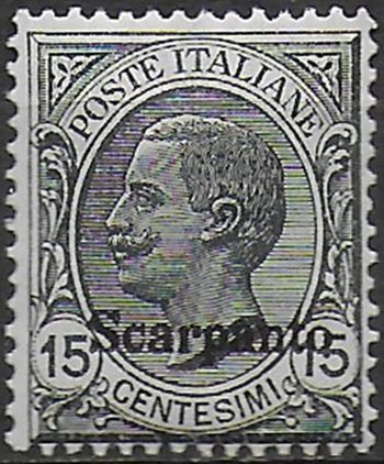 1921-22 Egeo Scarpanto 15c. grigio MNH Sassone n. 10