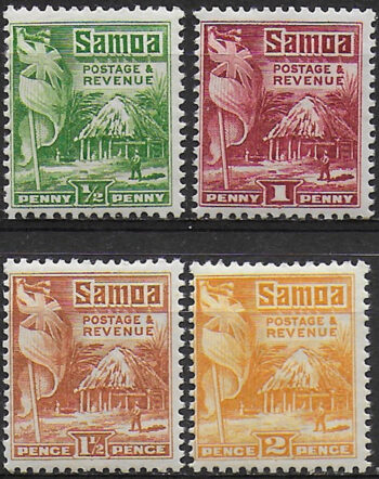 1921 Samoa George V native hut 4v. MNH SG n. 149/52