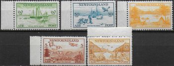 1933 Newfoundland Air Post 5v. MNH SG. n. 230/34