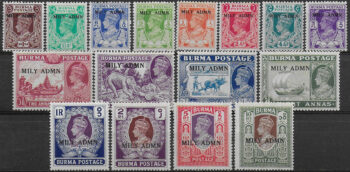 1945 Burma Giorgio VI MILY ADMN 16v. MNH SG n. 35/50
