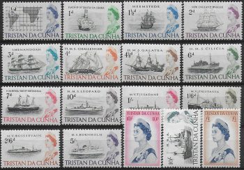 1965-67 Tristan da Cunha Ships 17v. MNH SG n. 71/84b