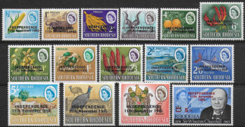 1966 Rhodesia Independence 15v. MNH SG n. 359/73