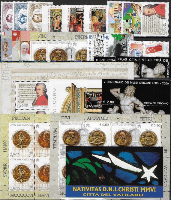 2006 Vaticano annata completa 27v+5MS+1 booklet MNH