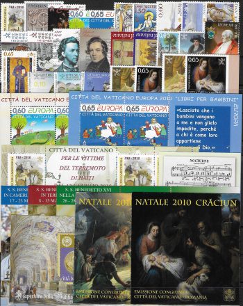 2010 Vaticano annata completa 27v+8MS+2 booklet MNH