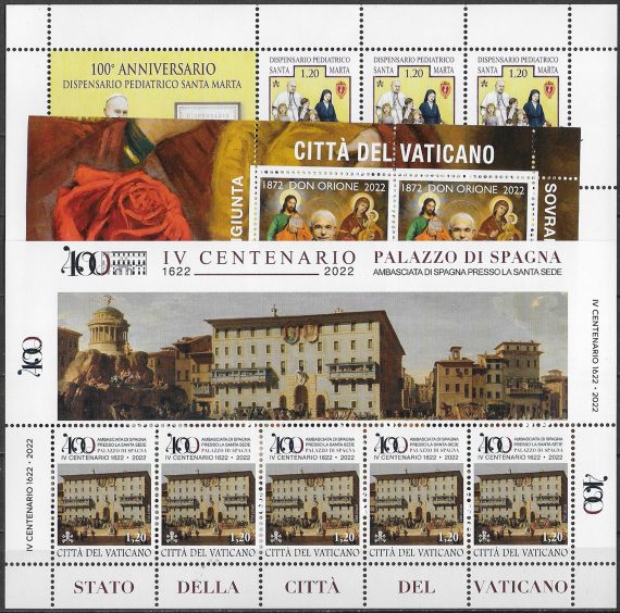 2022 Vaticano annata completa mini-sheet 3MS MNH