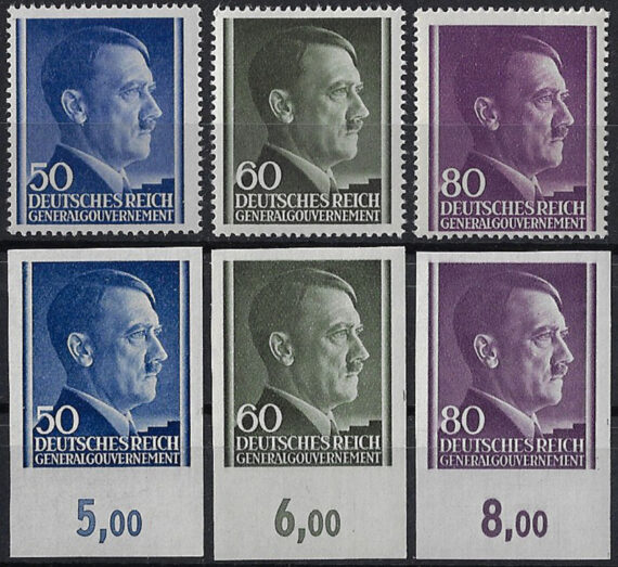 1943 Germania occupation of Poland 6v. MNH Unificato n. 120/22+np