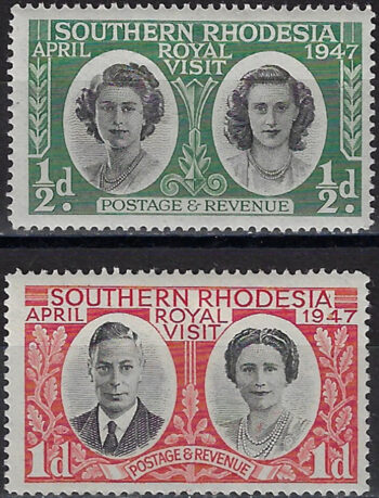 1947 Southern Rhodesia Royal Visit 2v. MNH SG n. 62/63
