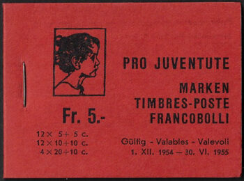 1954 Svizzera Pro Juventute booklet dark red MNH SBHV n. 3