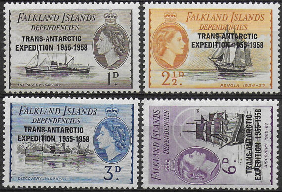1956 Falkland Dependencies Trans-Antartic 4v. MNH SG n. G41/G44