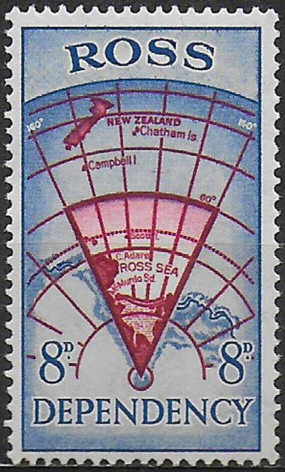 1957 Ross Dependency 8d red and blue MNH SG. n. 3a
