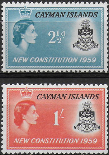1959 Cayman Islands New Constitution 2v. MNH SG n. 163/64