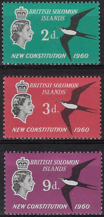 1960 British Solomon Islands New Constitution 3v. MNH SG. n. 97/99